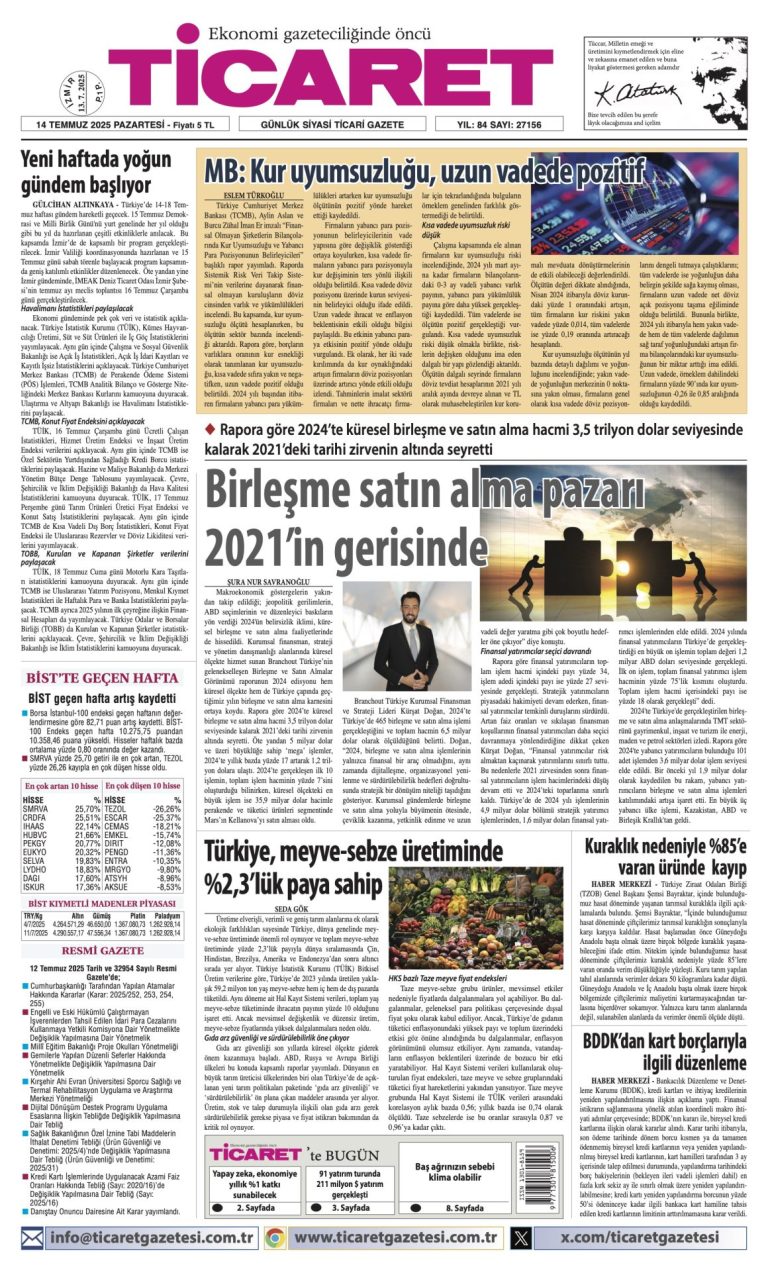 Ticaret Gazetesi’nde bugün