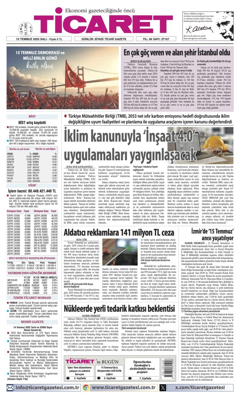 Ticaret Gazetesi’nde bugün