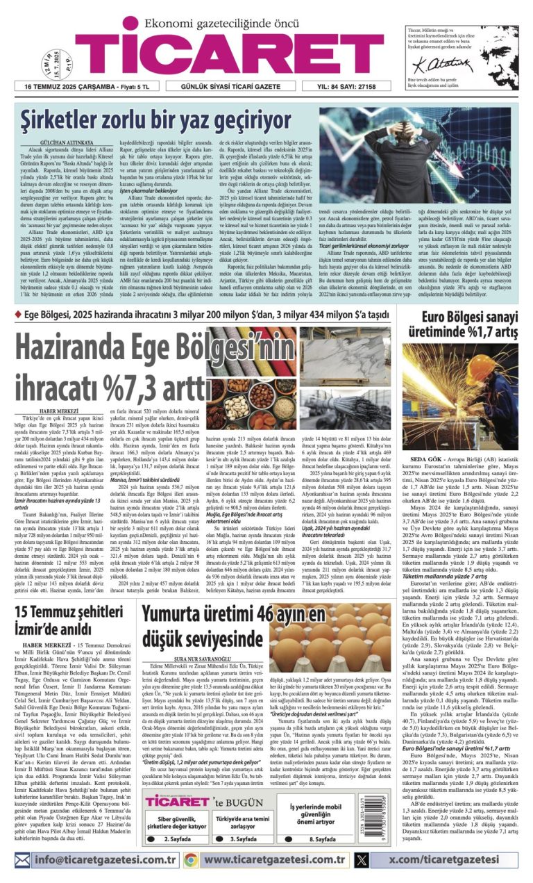 Ticaret Gazetesi’nde bugün