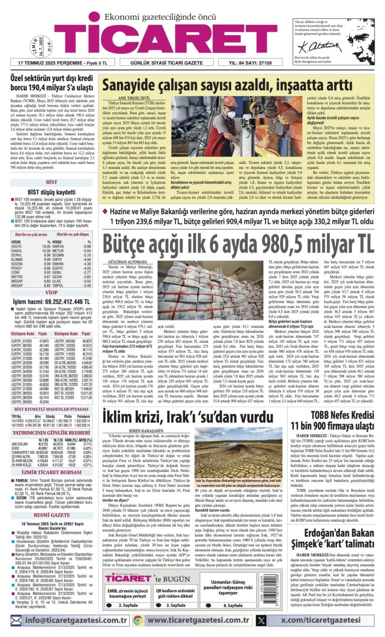 Ticaret Gazetesi’nde bugün