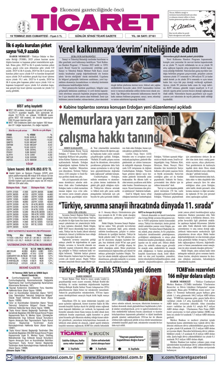TİCARET’te bugün