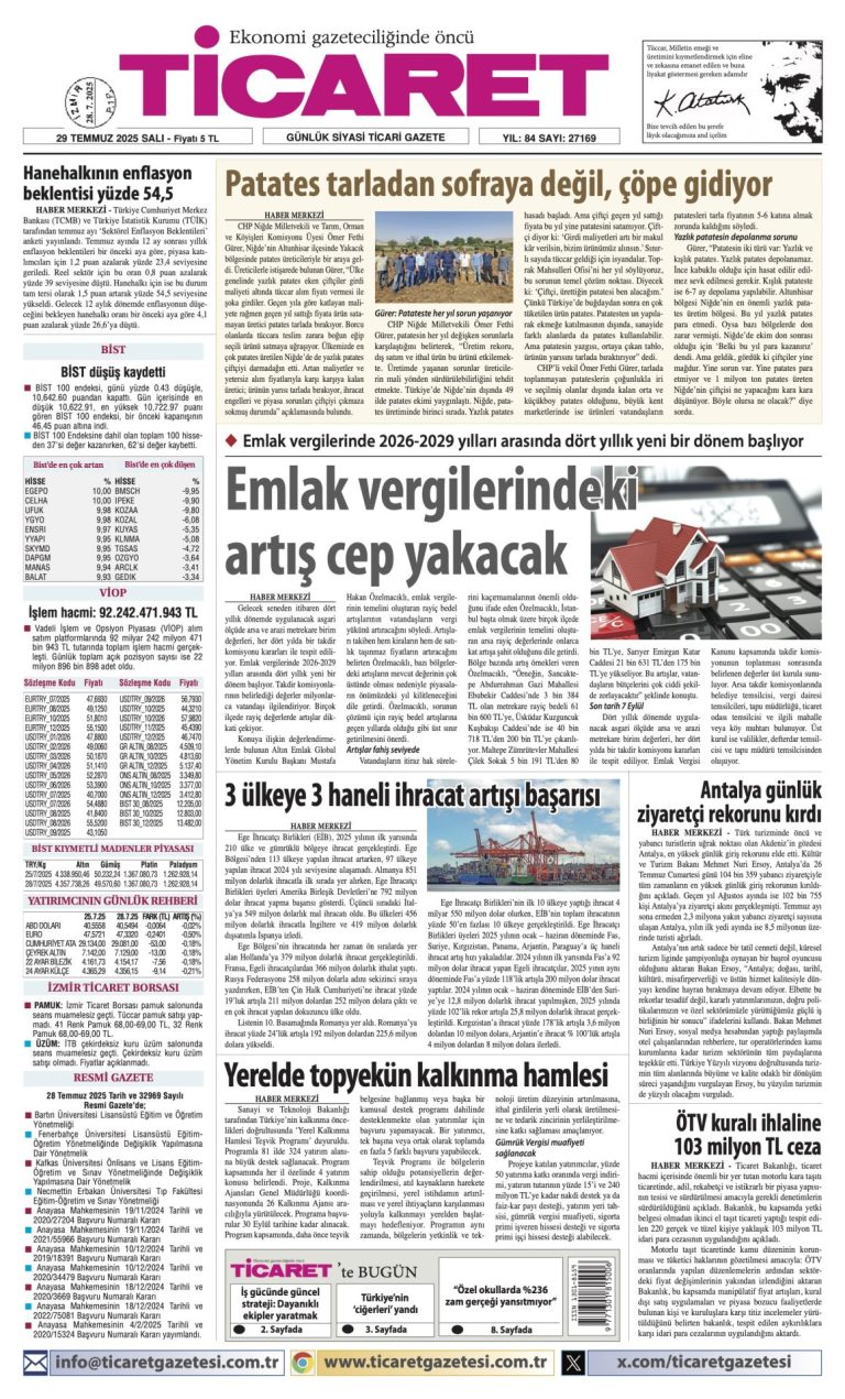 Ticaret Gazetesi’nde bugün