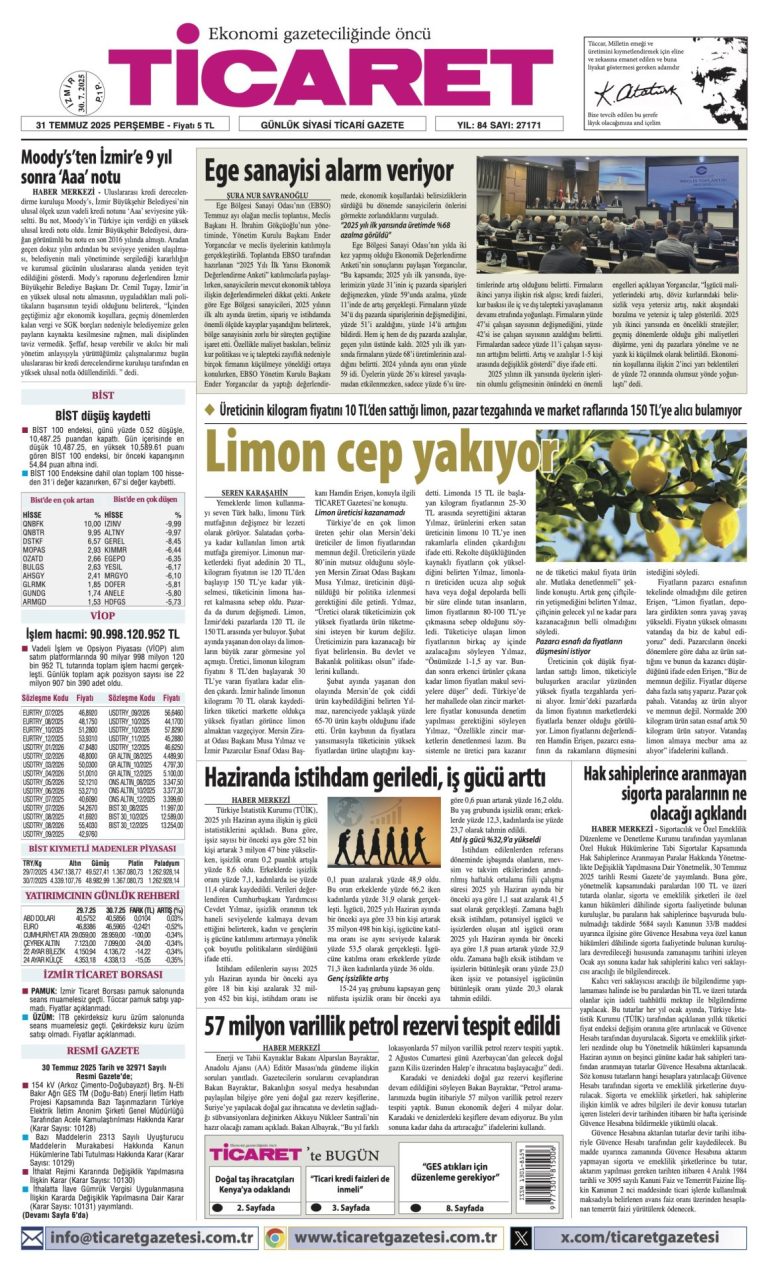 TİCARET’te bugün
