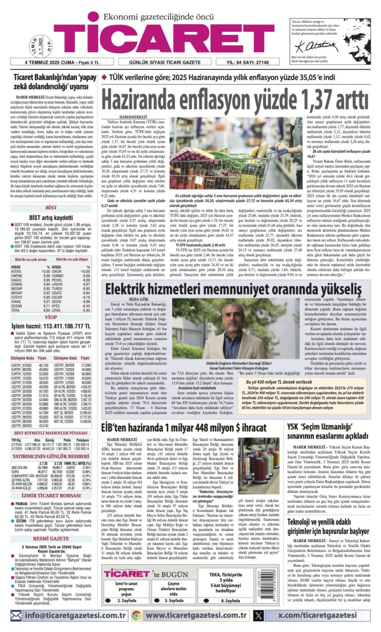 Ticaret Gazetesi’nde bugün