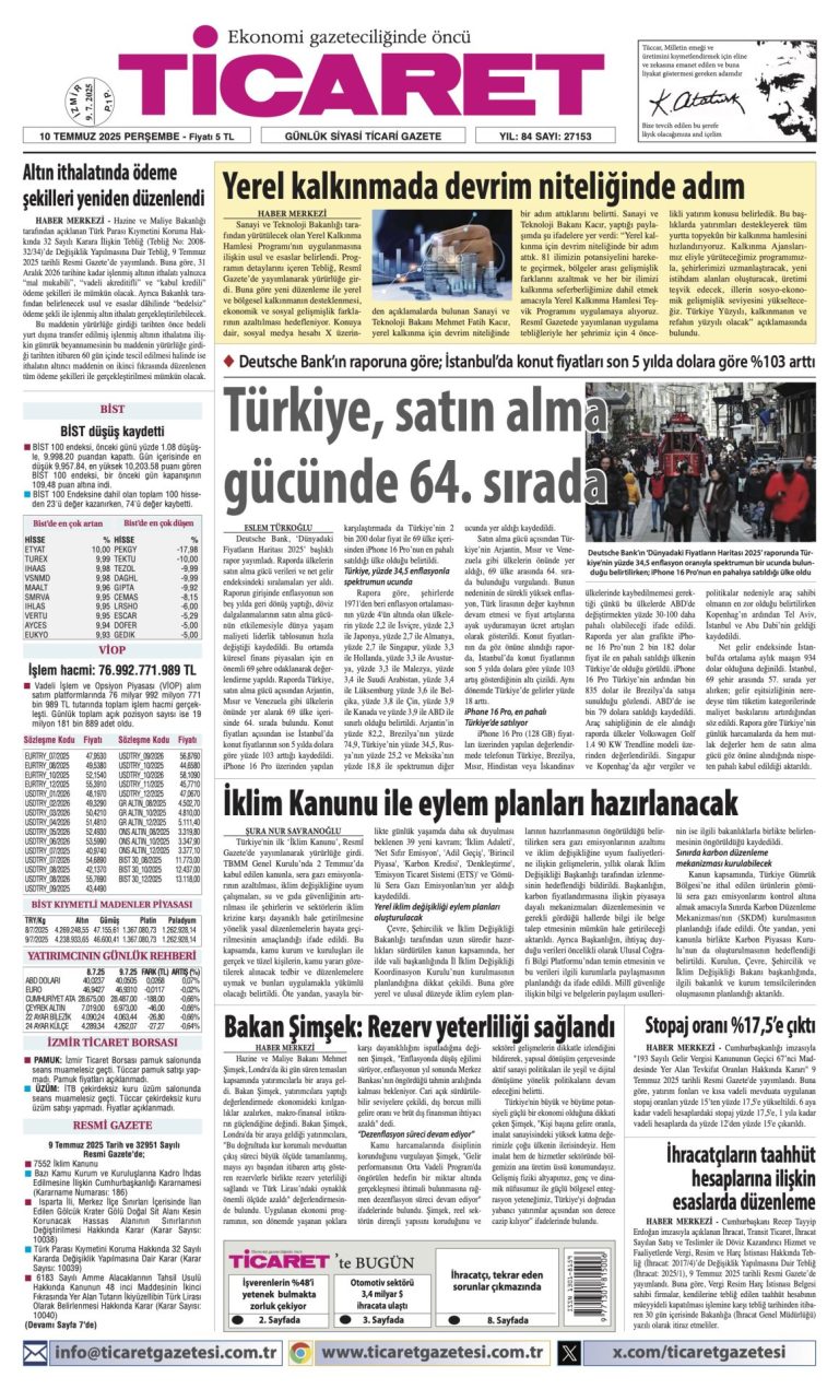 Ticaret Gazetesi’nde bugün