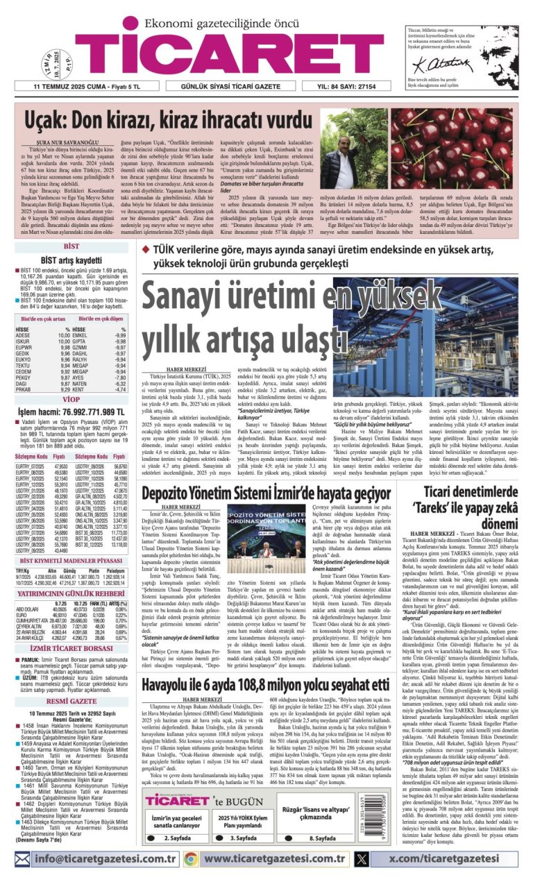 Ticaret Gazetesi’nde bugün