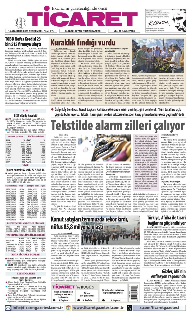 TİCARET’te bugün