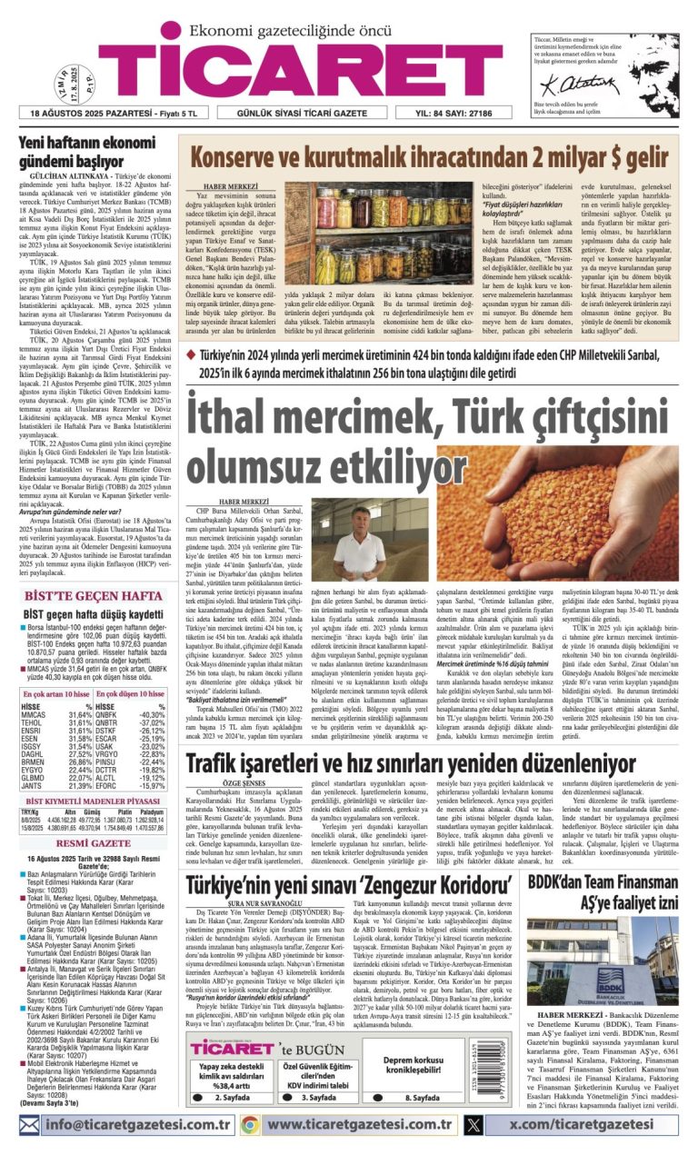 TİCARET’te bugün