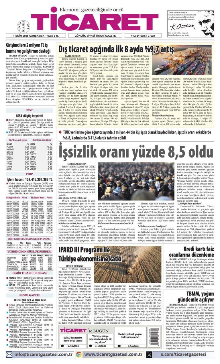 TİCARET’te bugün