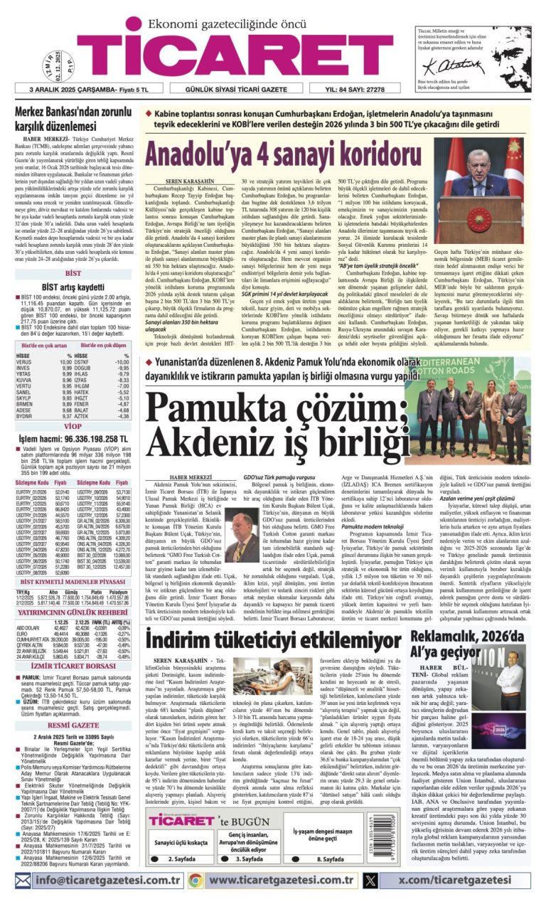 TİCARET’te bugün