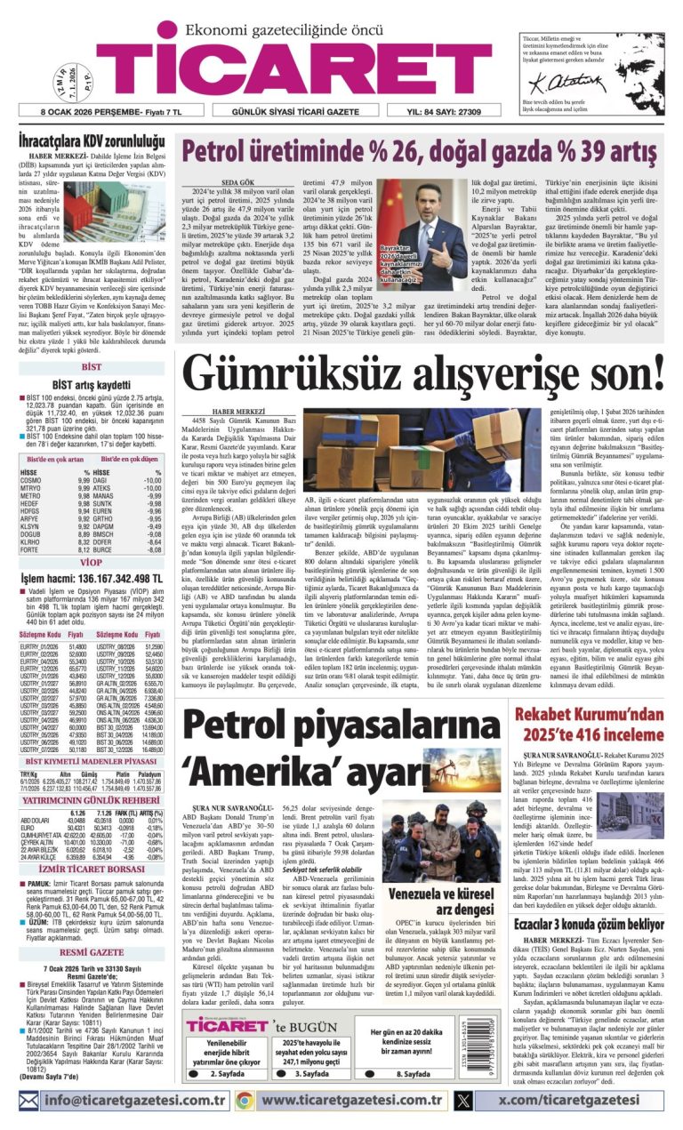 TİCARET’te bugün