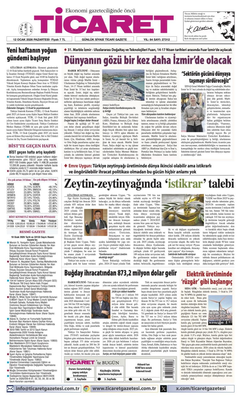 TİCARET’te bugün