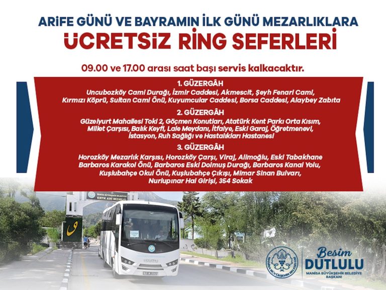 Büyükşehir’den bayramda mezarlıklara ücretsiz ulaşım hizmeti